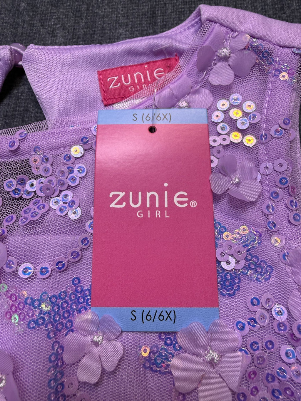 NWT Zunie Occasion Dress Girls Small (6/6X) Purple Sequin-Embellished Sleeveless