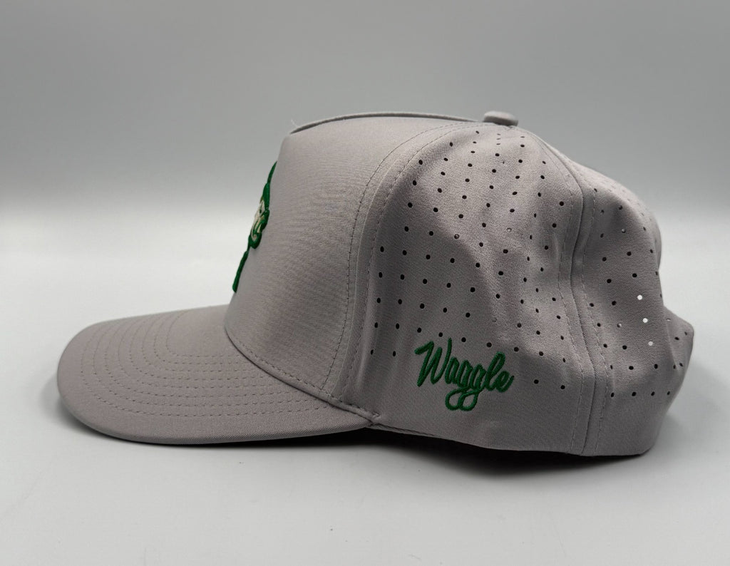 NWT Waggle Largemouth Bass Golf Hat Gray Adjustable Performance Snapback Cap