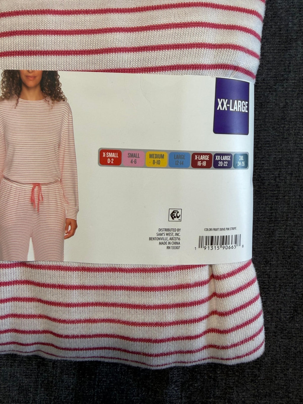 LOFT Pajama Set Women's 2XL White Pink Stripes Comfort Sleepwear Top & Bottom