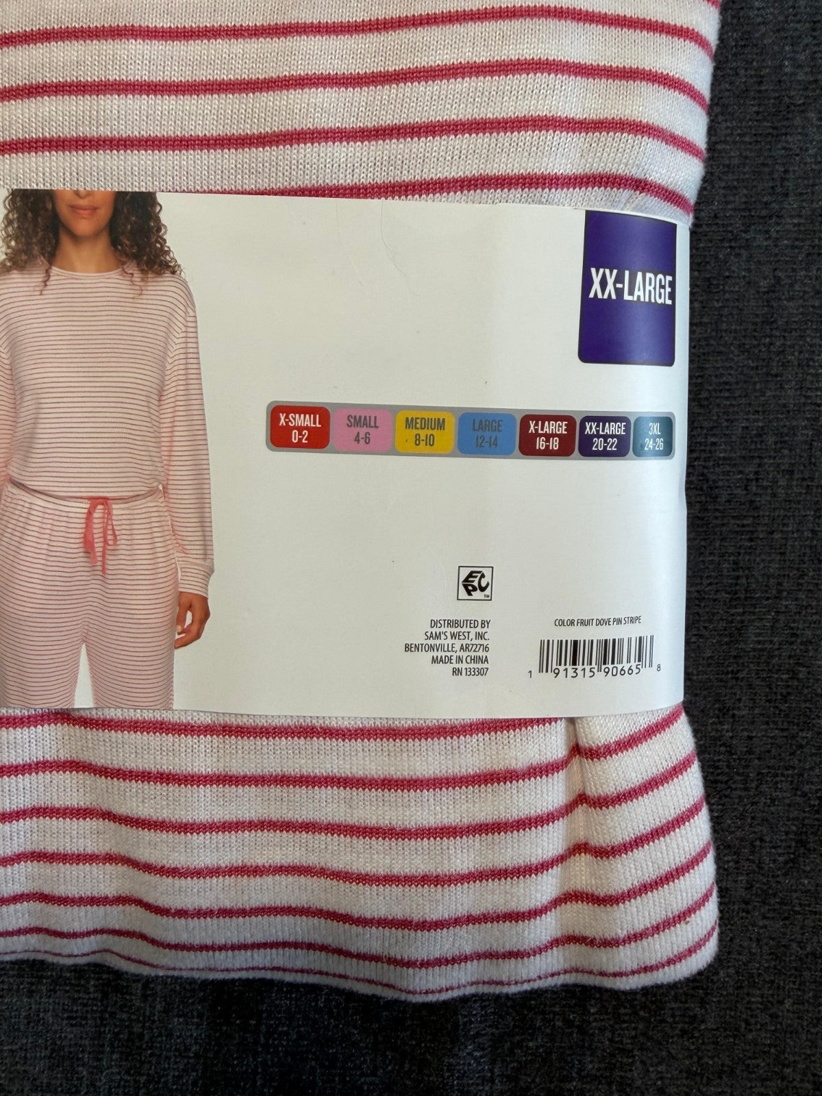 LOFT Pajama Set Women's 2XL White Pink Stripes Comfort Sleepwear Top & Bottom