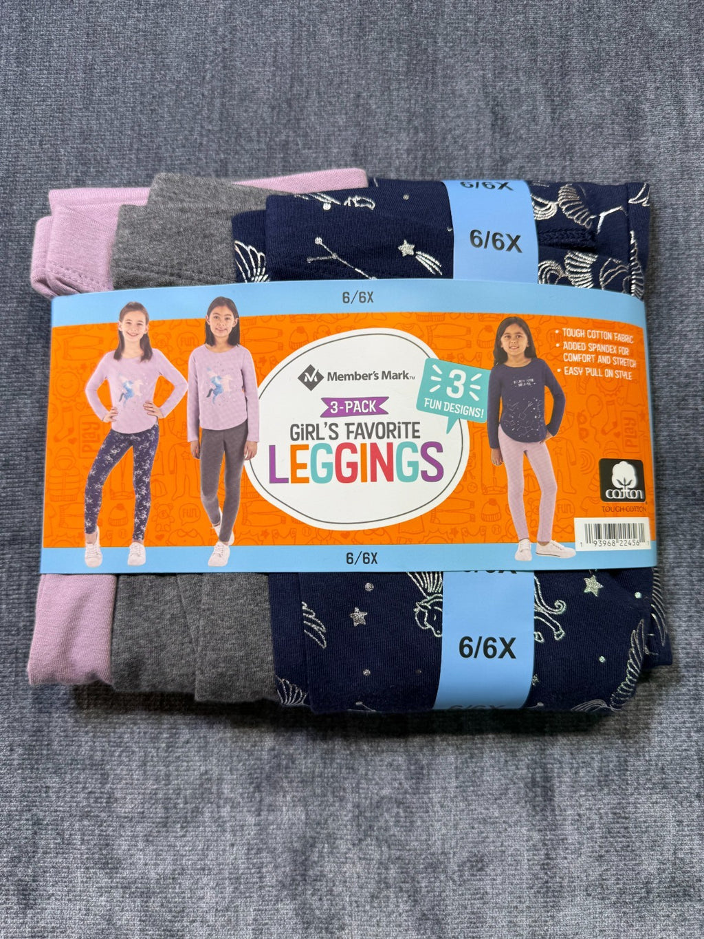NWT Member's Mark My Favorite Leggings Girls 6/6X Multicolor Preppy - 3-Pack