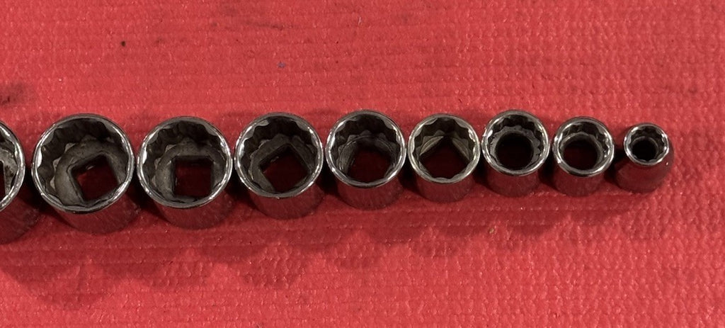 Vintage Craftsman 9pc Set 3/8" Drive 12PT SAE Shallow Socket Set Made In USA