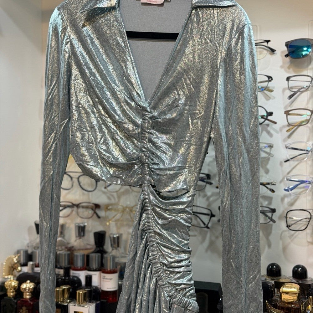 Off-White Shiny Jer Drapped Midi Dress womens size 40 EU