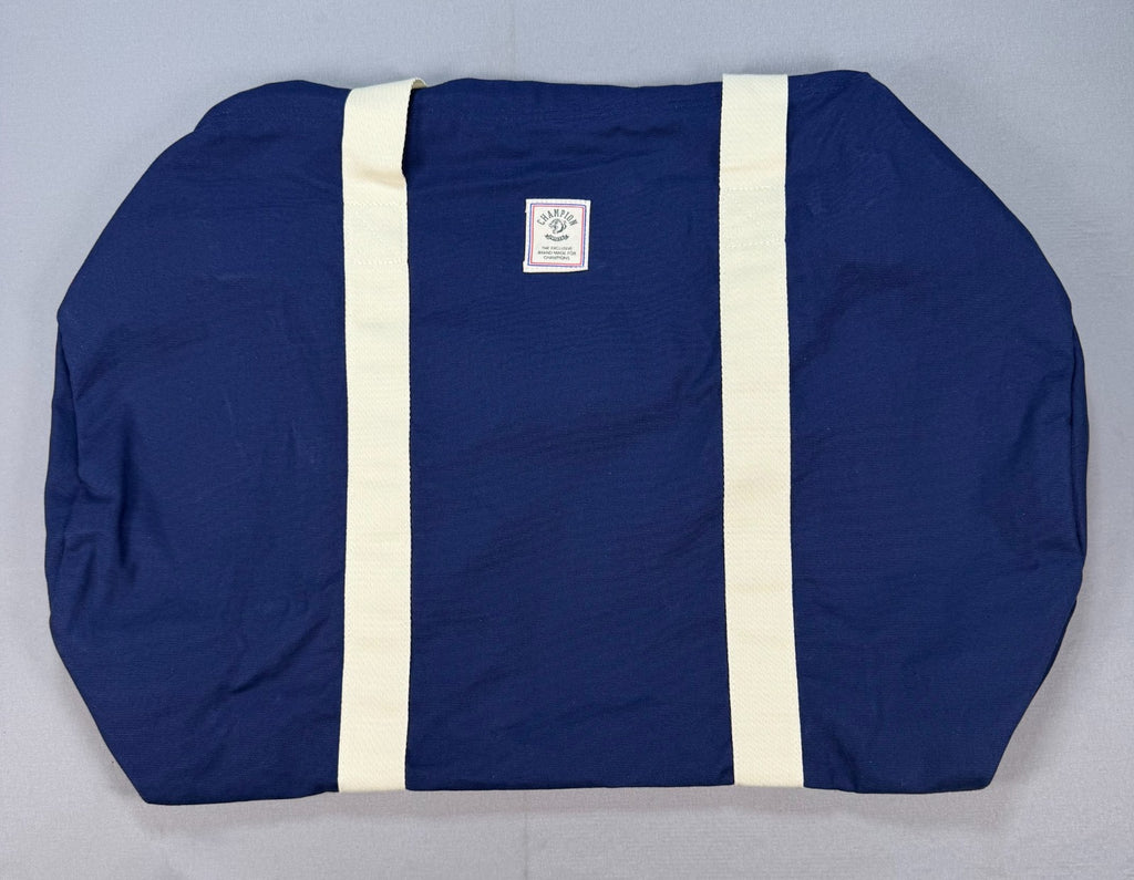 NWT Champion Canvas Duffel Bag Navy Blue Embroidered Logo Travel Weekender Gym