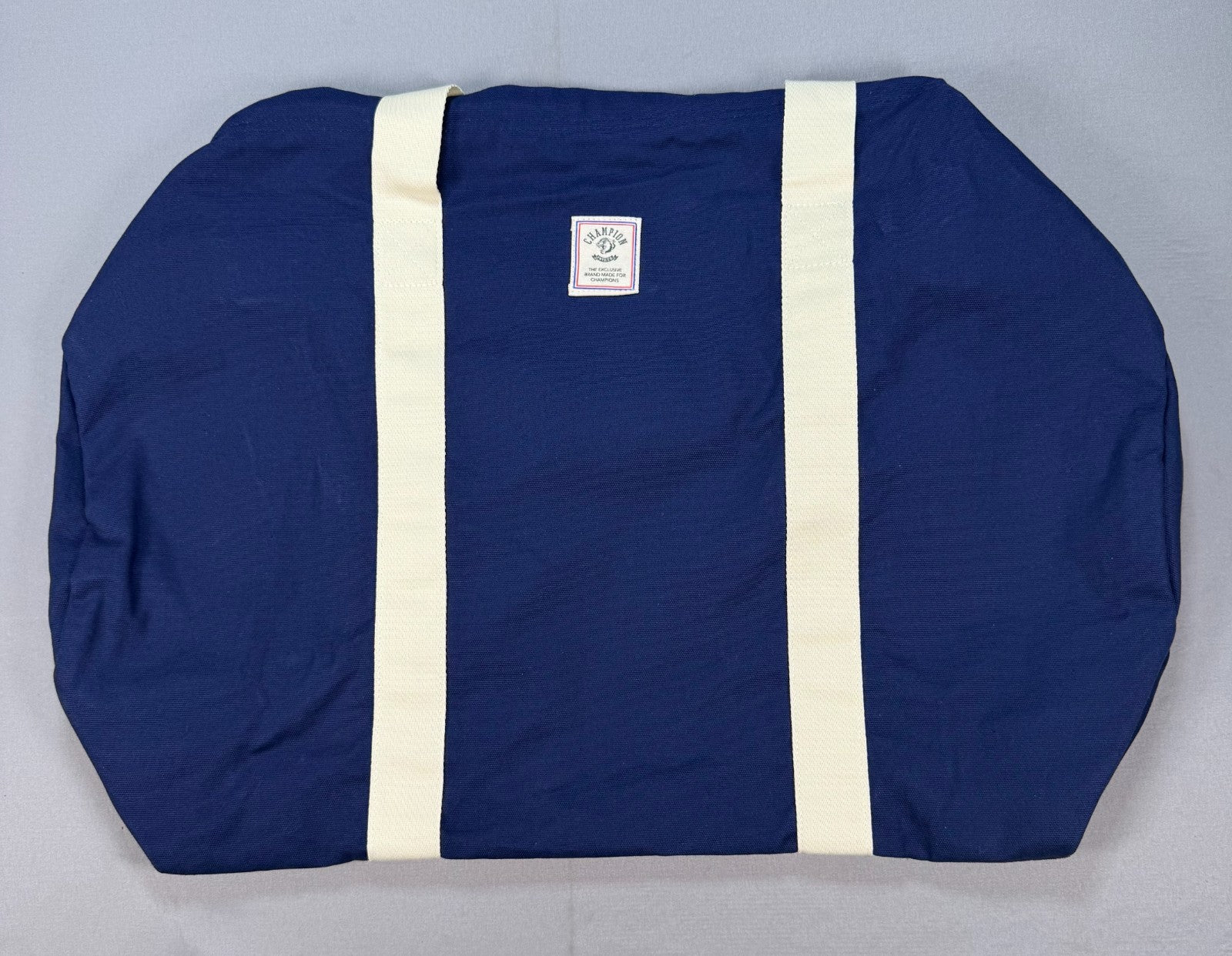 NWT Champion Canvas Duffel Bag Navy Blue Embroidered Logo Travel Weekender Gym