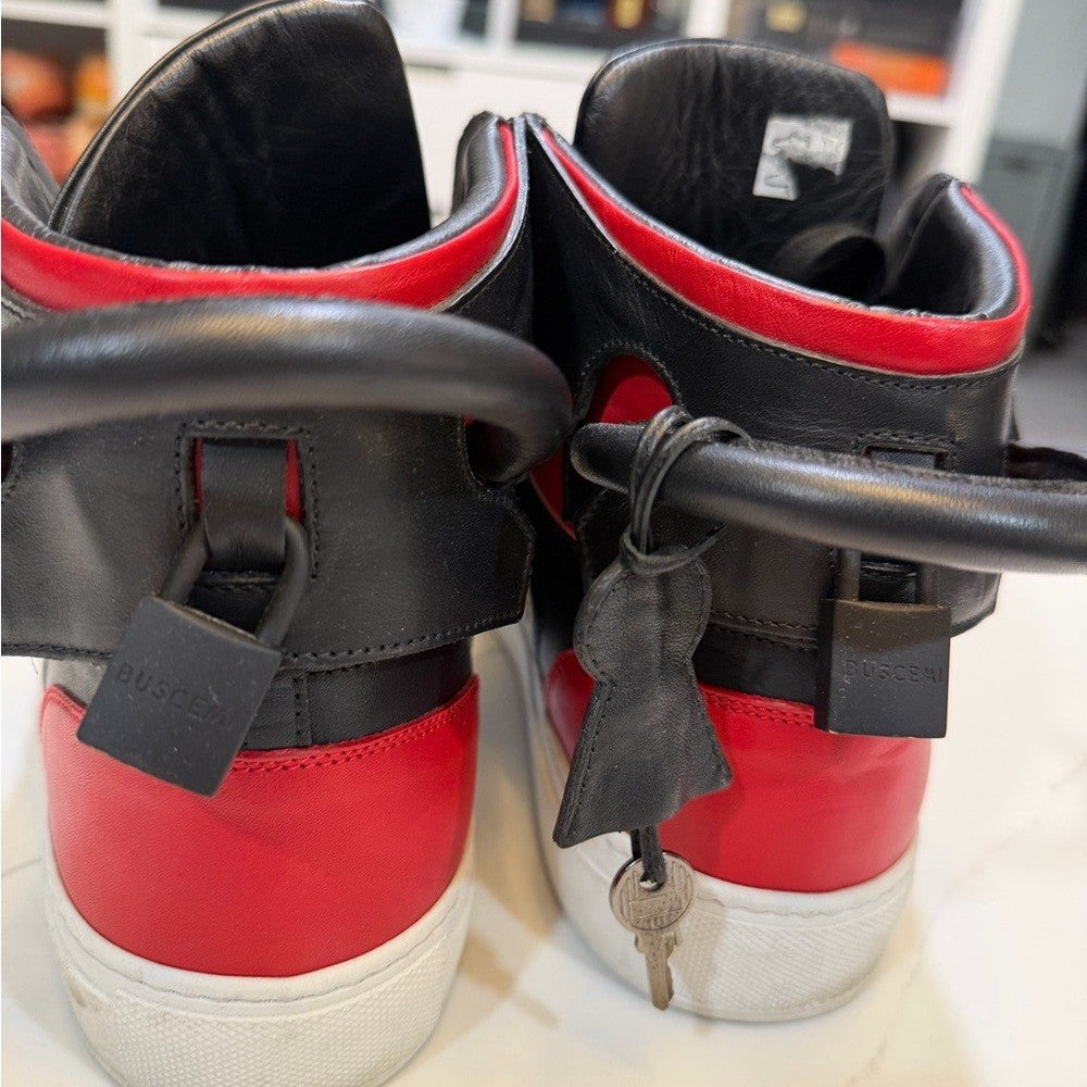 Buscemi Black and Red High-Top Sneakers