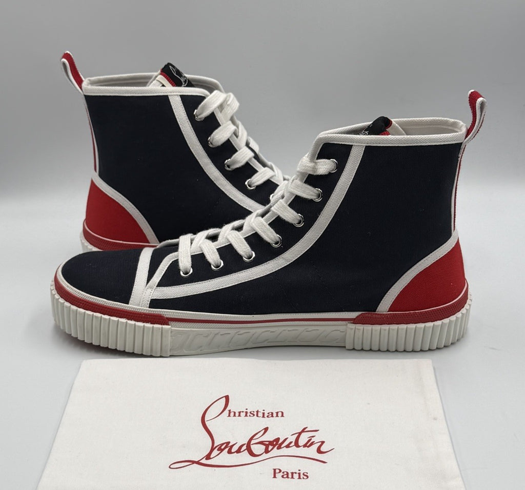 Authentic Christian Louboutin Pedro Donna Canvas Sneakers Size 44.5 EU; 11.5 US