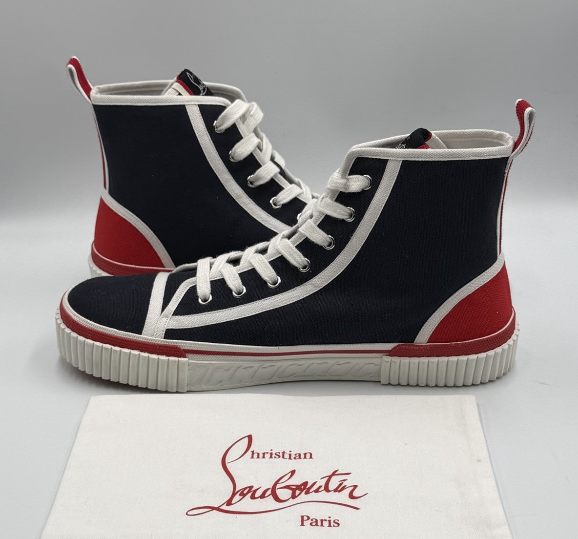 Authentic Christian Louboutin Pedro Donna Canvas Sneakers Size 44.5 EU; 11.5 US