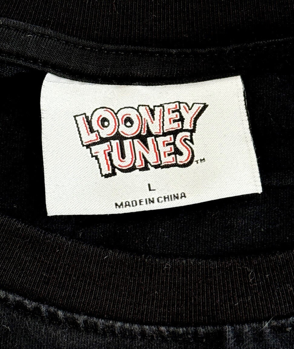 Looney Tunes Bugs Bunny t Shirt Tee Mens L Black Spliced Cartoon Graphic Tee