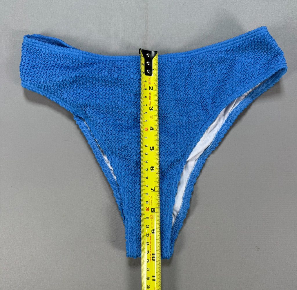 SHEIN Smocked Ring Linked Bikini Set Women Small Blue Textured High Cut Swimsuit