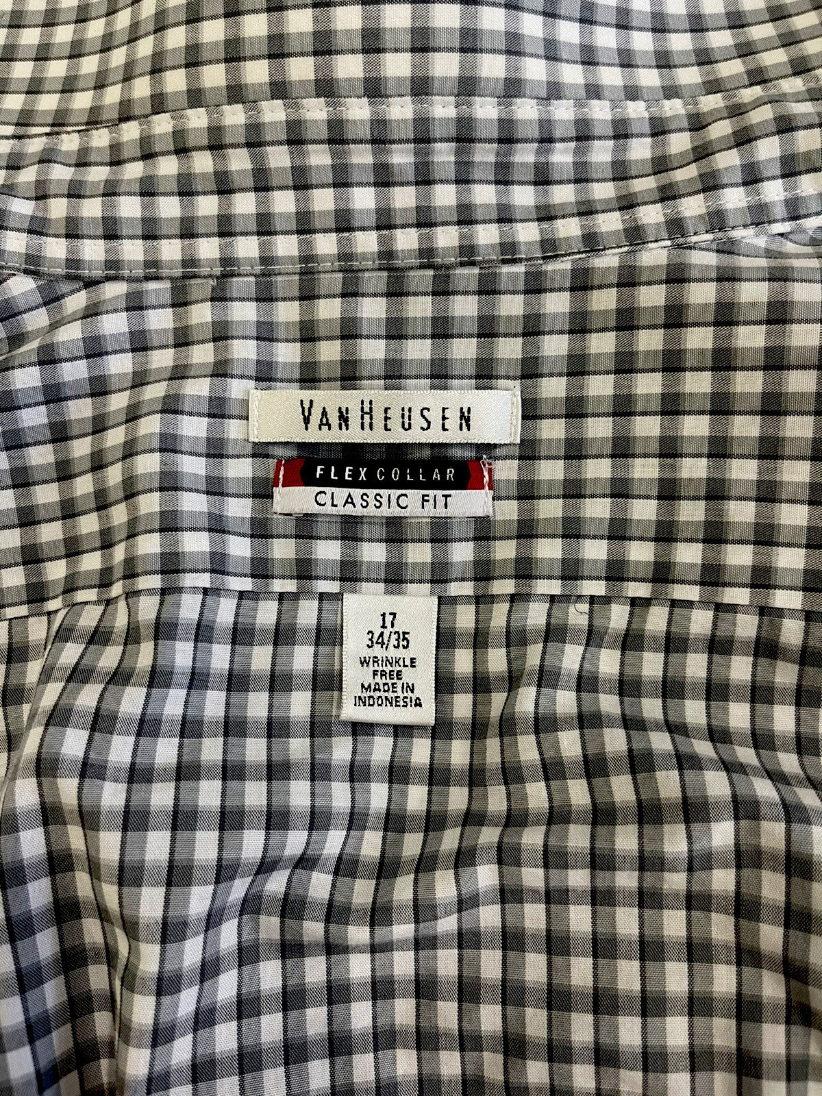 Van Heusen Classic Fit Flex Collar Size 17 34/35 Men Shirt Long Button Sleeve B1