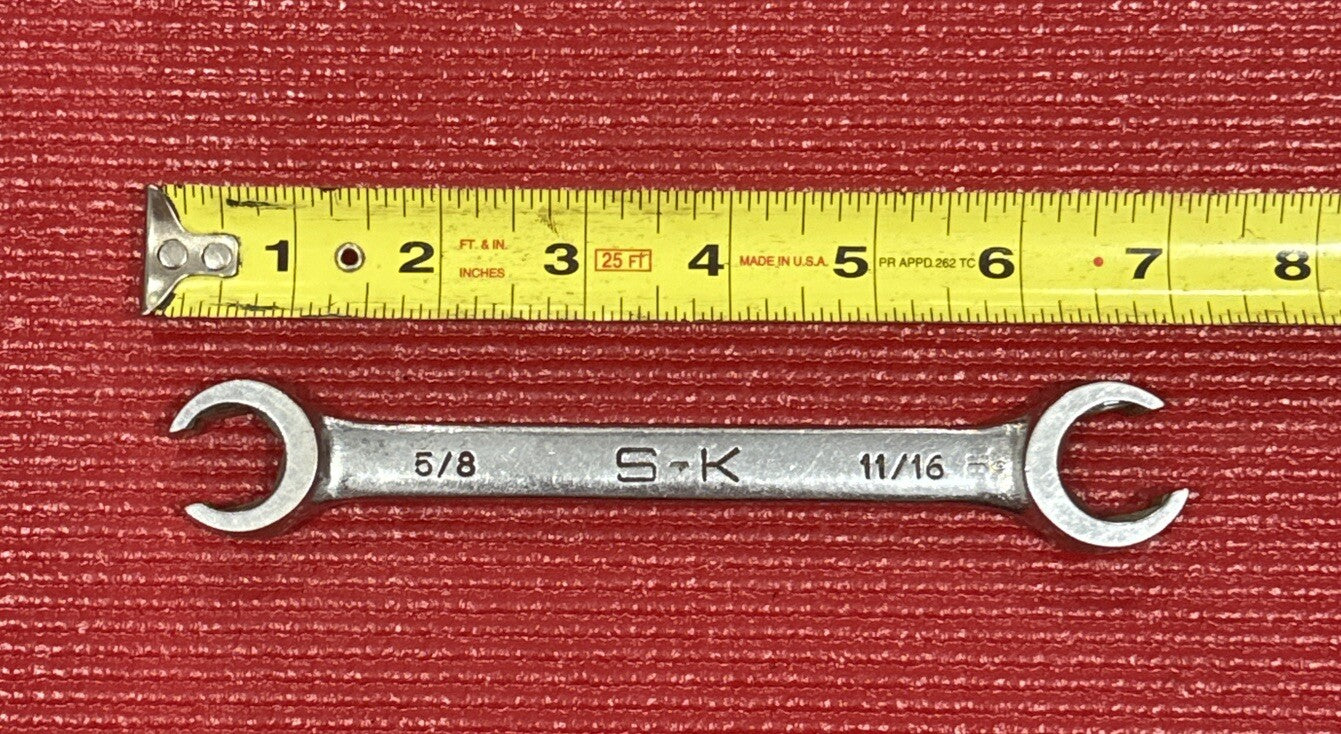 Vintage S-K Tools F-2022 5/8" X 11/16" Open End Flare Nut Wrench Made In USA Sk