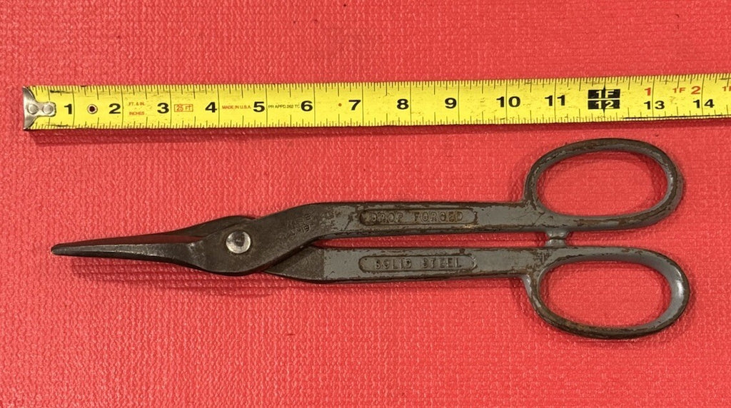 Vintage Wiss V-19 Drop Forged Solid Steel Tin Snips 12in. Long Made in USA