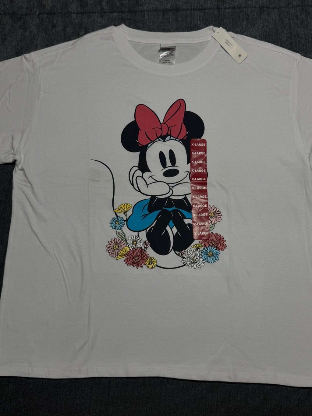 Disney Minnie Mouse Short Sleeve Shirt Women's XL White Pullover Crew Neck Top