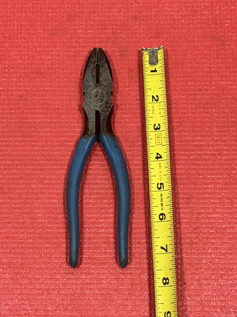 Vintage Fuller Tools 194-7 Lineman's Pliers with Blue Grips Made in Japan