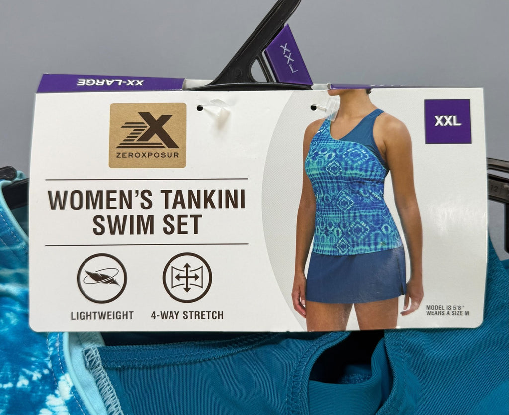 NWT Zeroxposur Highline Tankini Swim Set Women's 2XL Turquoise Beach Lightweight