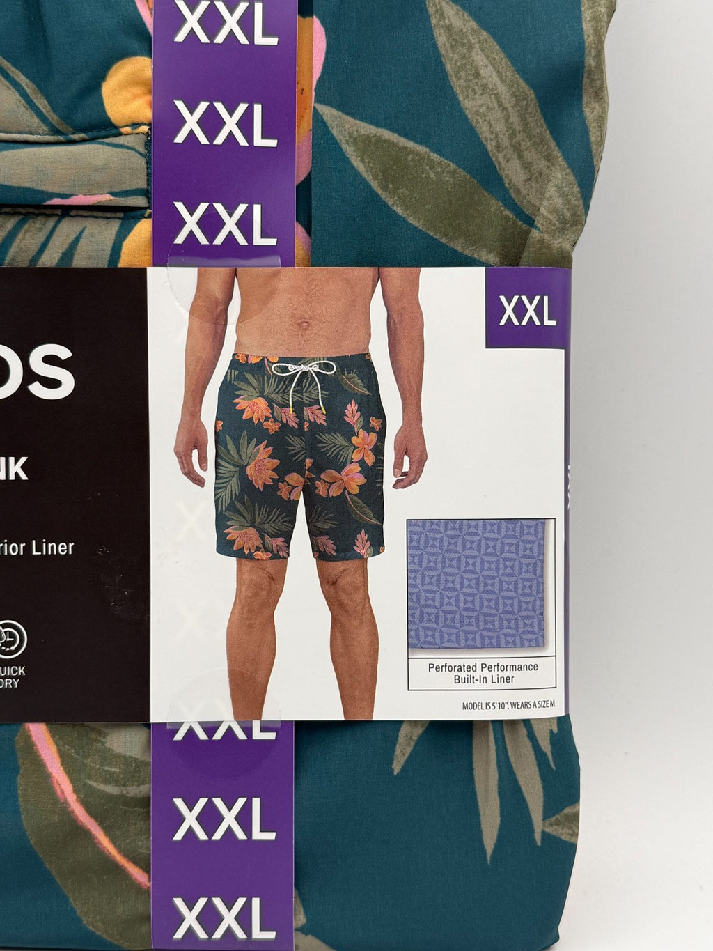 NWT Bonobos Swim Trunks Men 2XL Blue Tropical Print Drawstring Mesh Lined 7" in