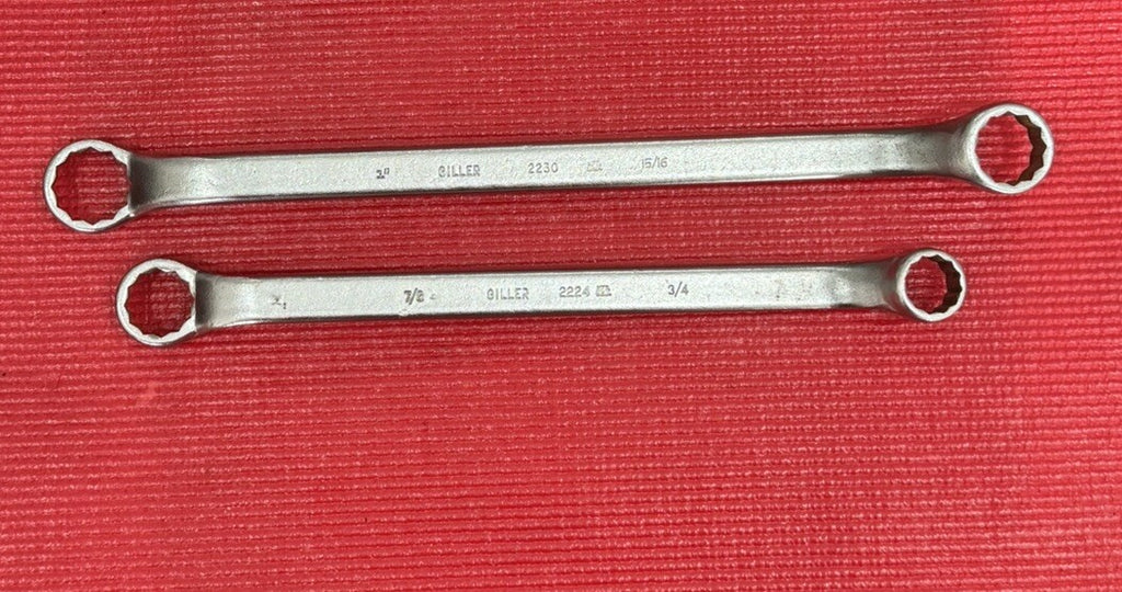 Vintage Giller Tools 2 PC SAE Box End Offset Wrench Set 12 PT Made in USA