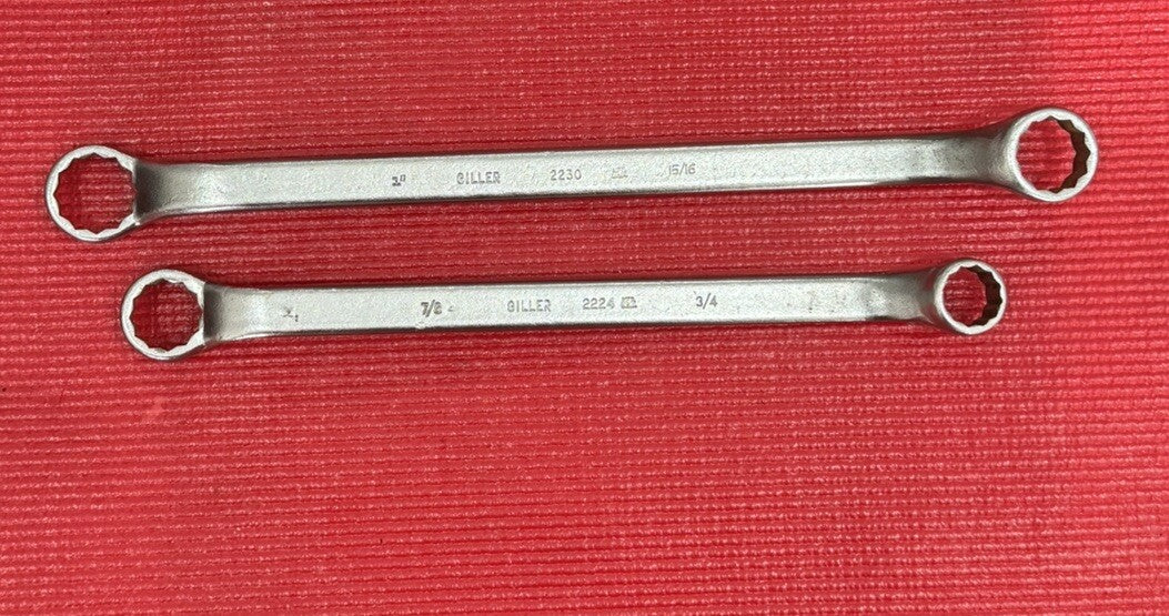 Vintage Giller Tools 2 PC SAE Box End Offset Wrench Set 12 PT Made in USA