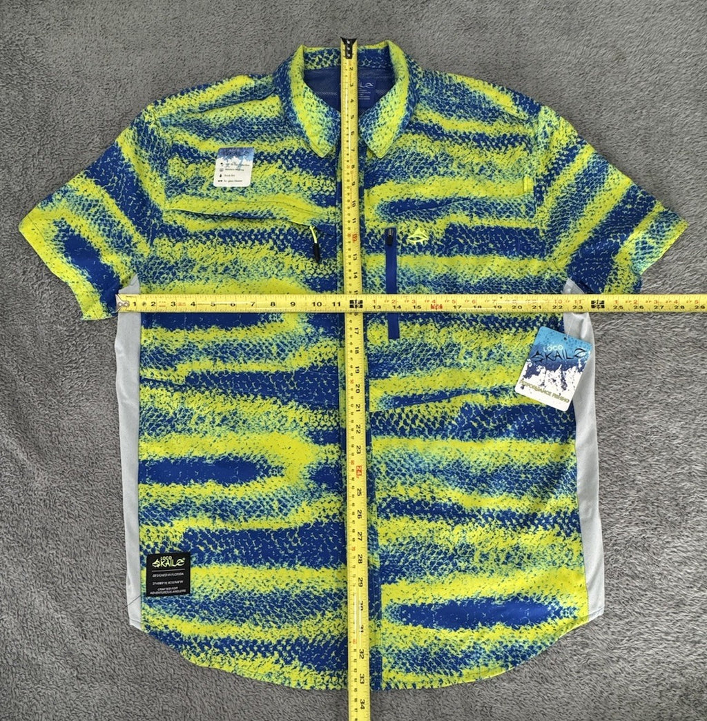 Loco Skailz Mens Blue Green Gray Print Fishing Shirt Size XXL NWT NEW