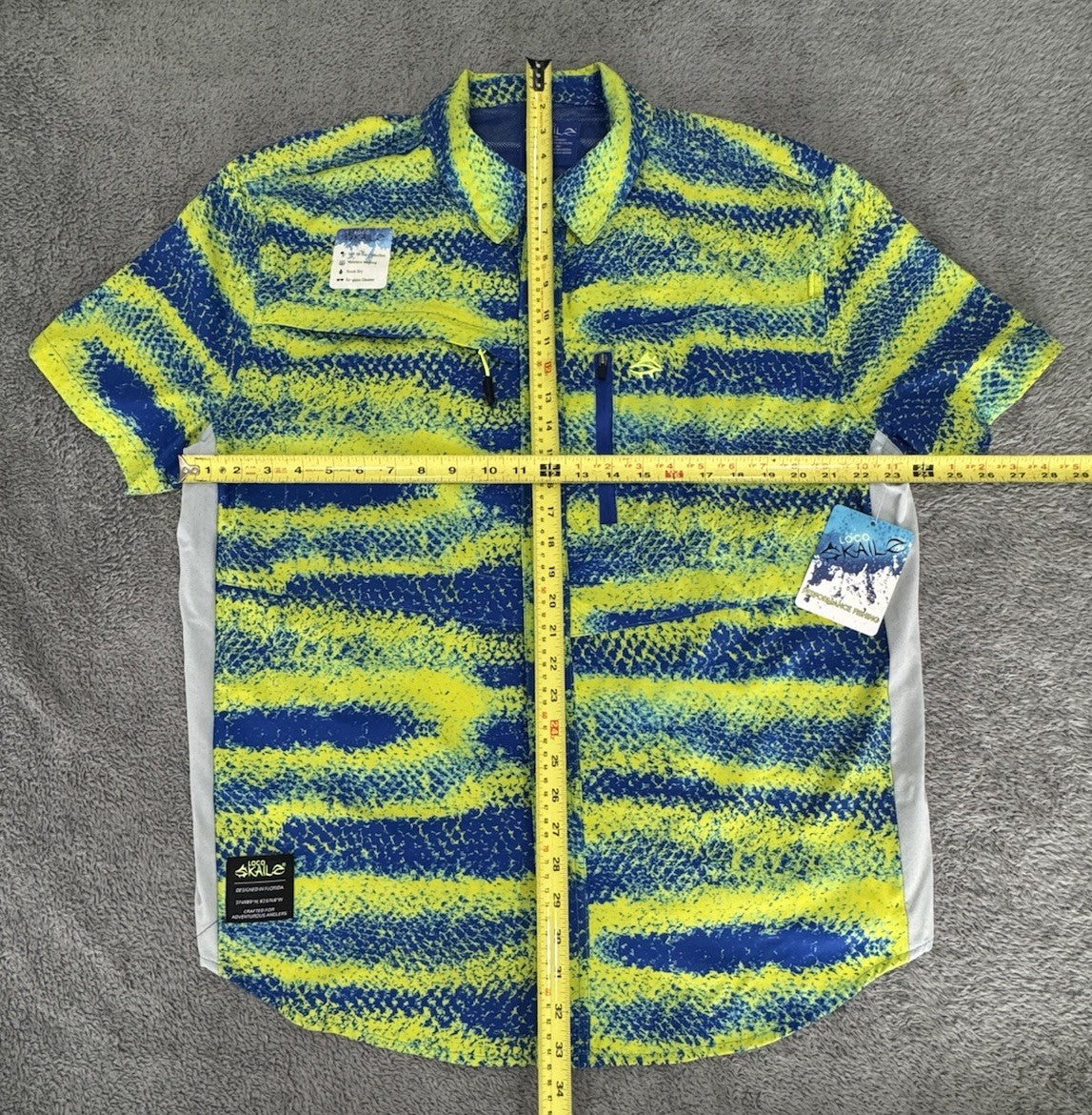 Loco Skailz Mens Blue Green Gray Print Fishing Shirt Size XXL NWT NEW