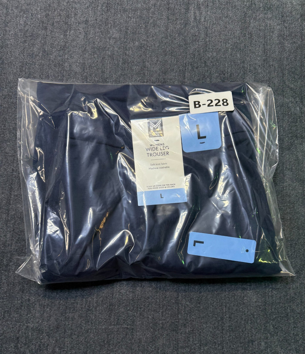 NWT Member's Mark Wide Leg Trouser Women's Large Blue Slash Pockets Casual Wear
