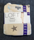 NWT LOFT Pajama Set Women's 2XL Beige Star Print Comfort Sleepwear Top & Bottom