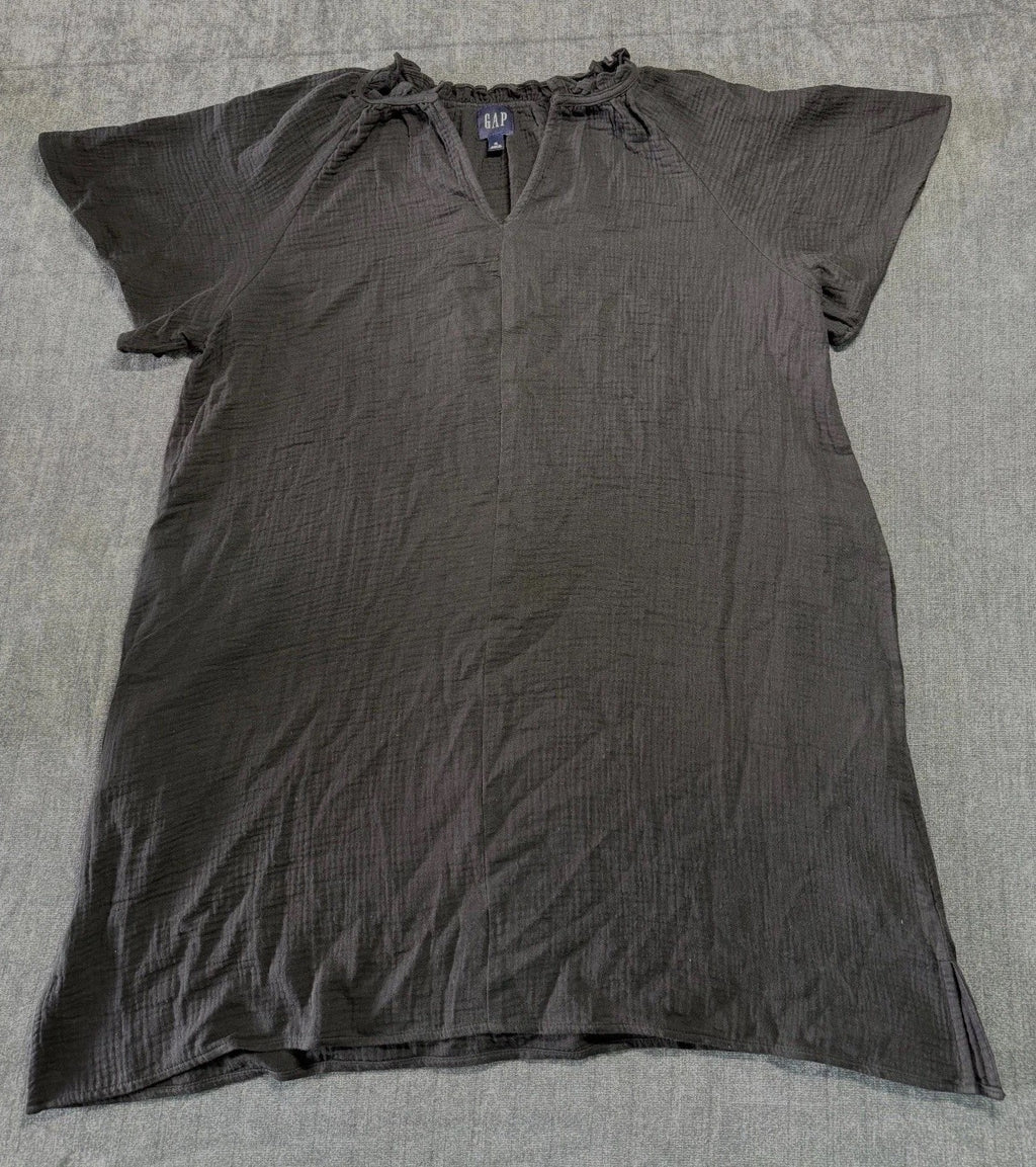 Gap Blouse Top Women's XL Black Short Sleeve V-Neck Dark Wash Casual Wear Preppy