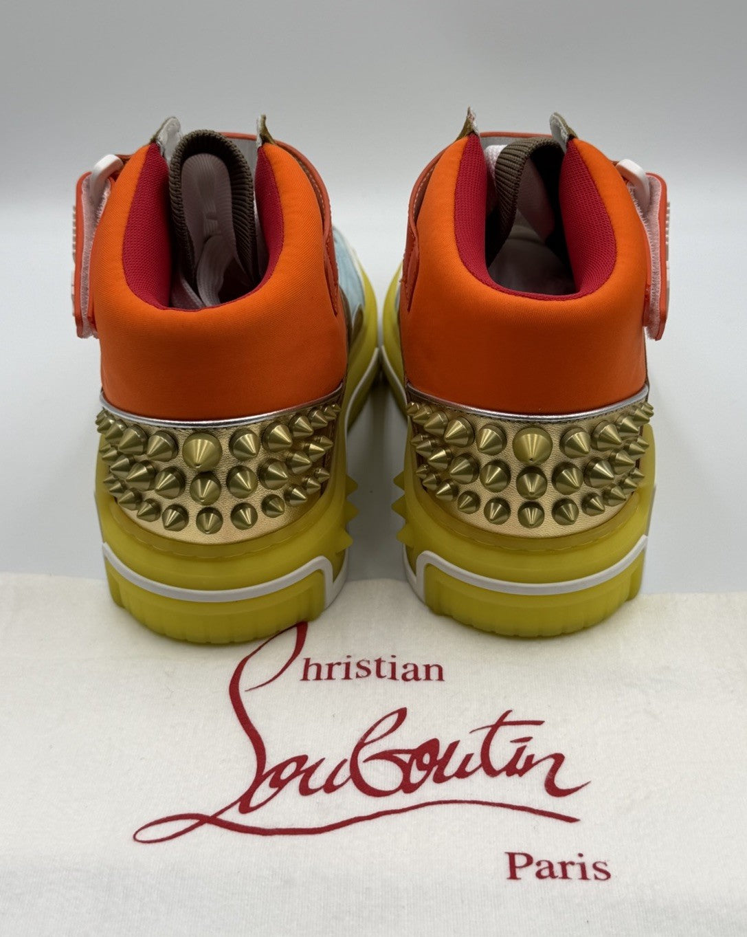 AUTHENTIC Christian Louboutin High Top Sneakers Red Sole Size 44.5 EU 11.5 US