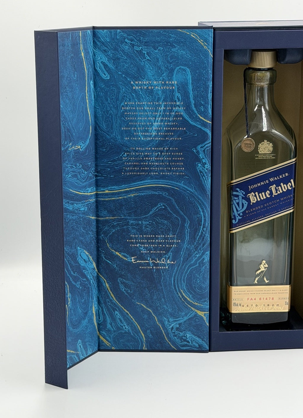 RARE UK 750 mL Johnnie Walker Blue Label Scotch Whisky EMPTY BOTTLE WITH BOX