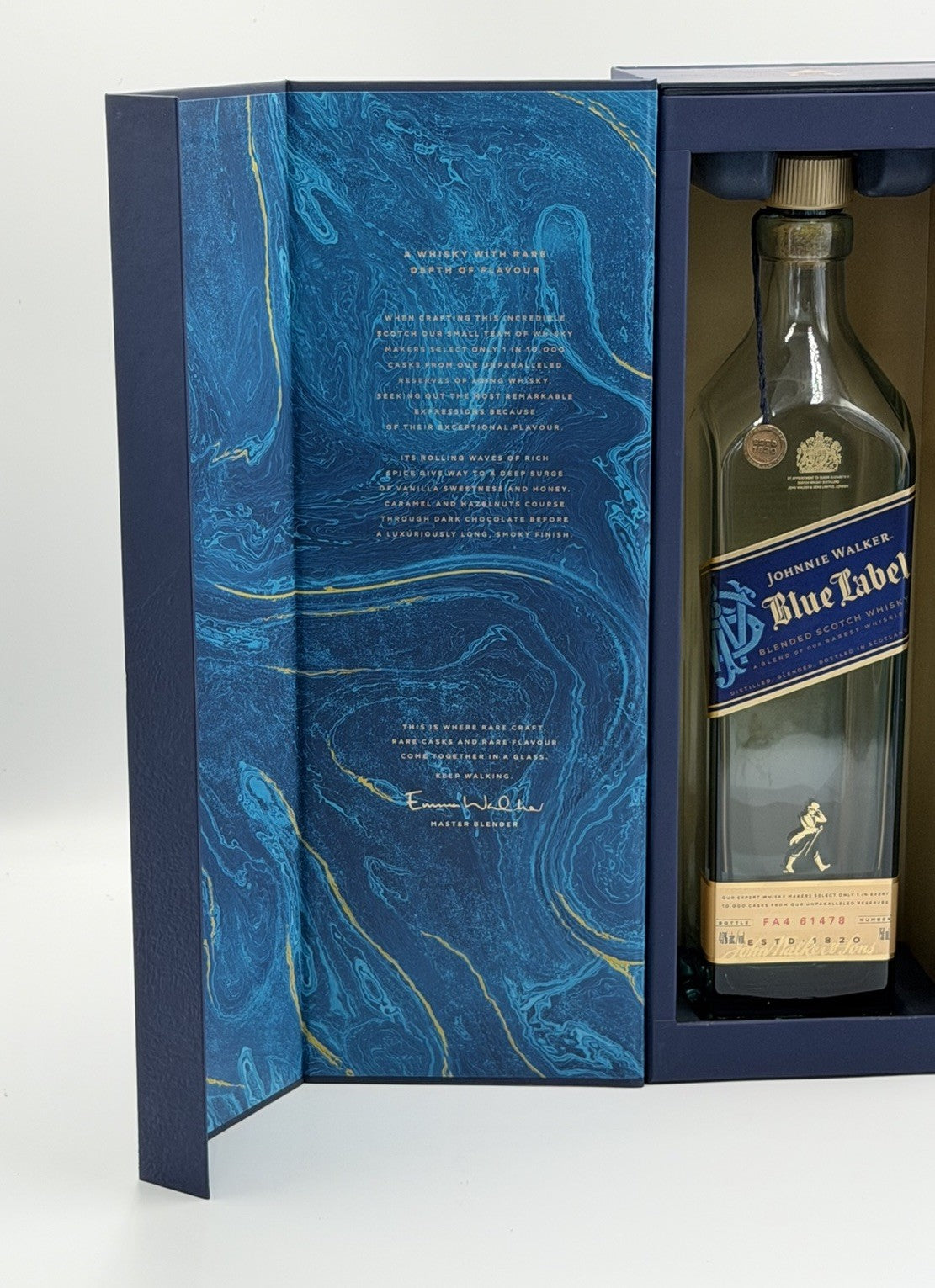 RARE UK 750 mL Johnnie Walker Blue Label Scotch Whisky EMPTY BOTTLE WITH BOX