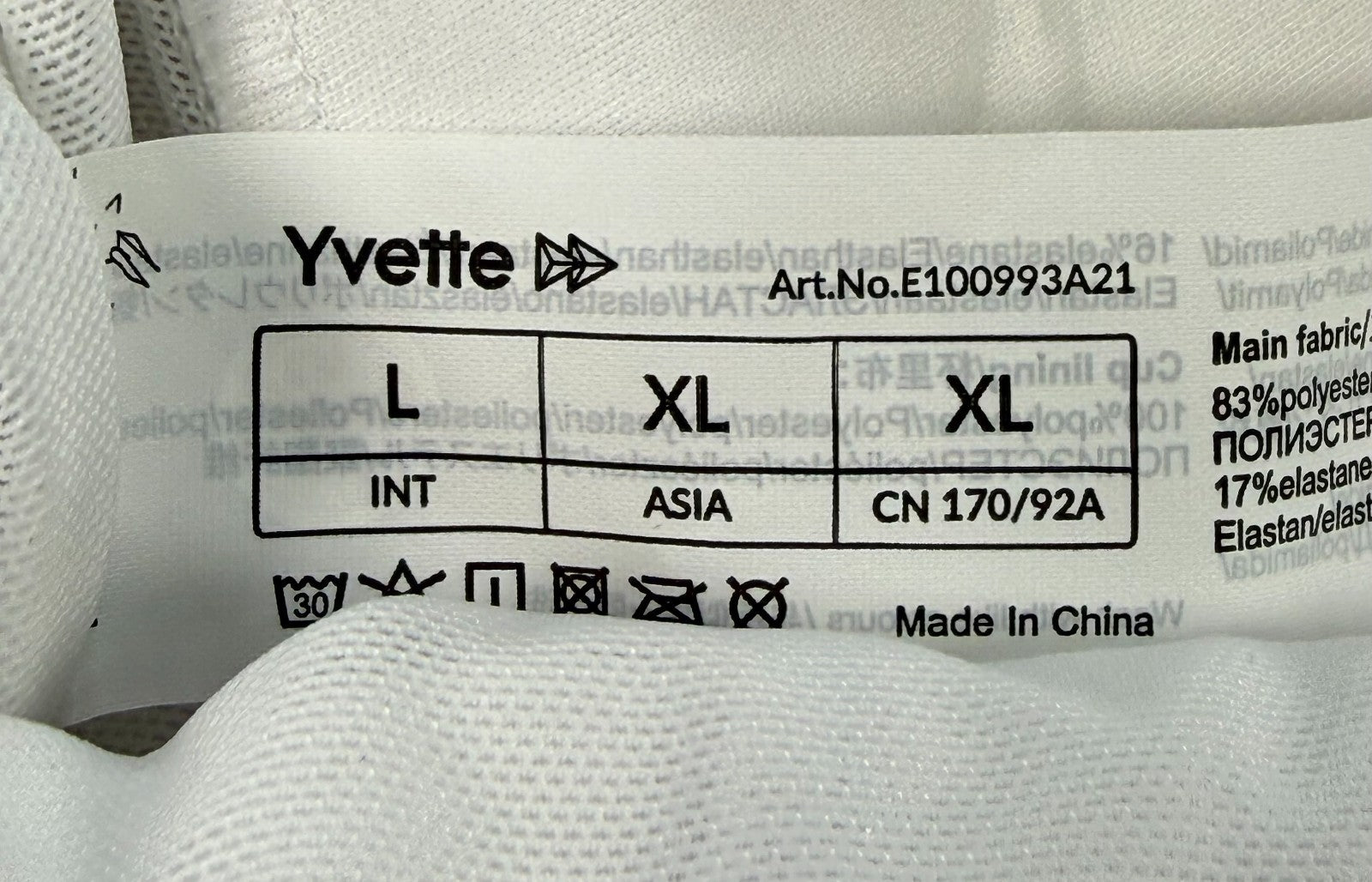 NWT Yvette Sports Bras Women's Large White Racerback Strap High Support Impact