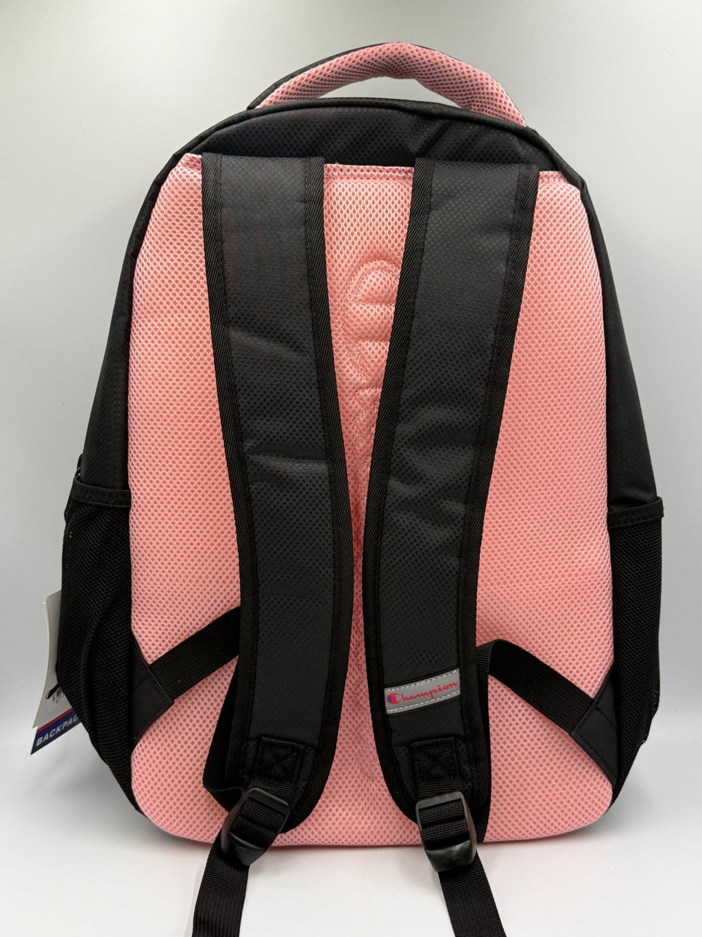 NWT Champion Center Backpack Black Pink Outline Logo Fits 17" Laptop School Bag