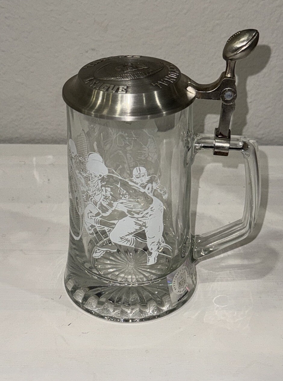 NFL National Football League Licensed Germany Bar Ware Etch Glass Beer Stein Mug