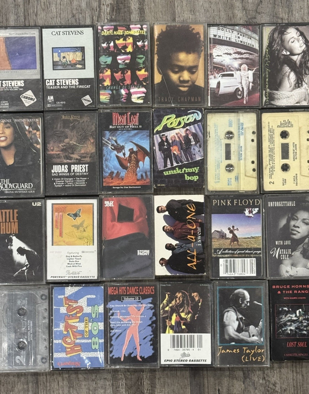 Cassette Tape Lot Of 34 Pop, R&B ,Rock" W/Carrying Case 1970’s 1980's 1990's
