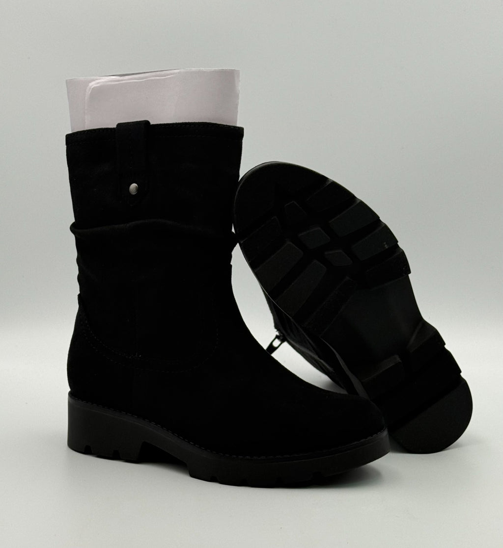 New White Mountain Slouch Boots Kids 1 Black Faux Leather Mid-Calf Side Zipper