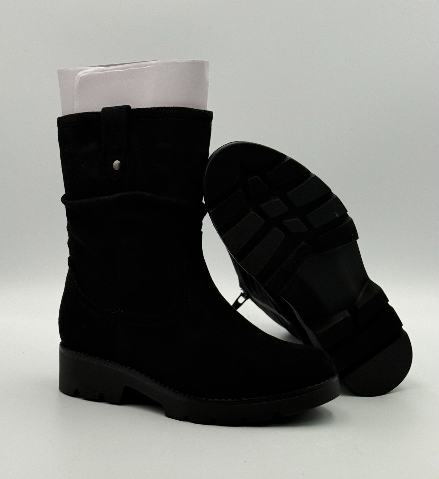 New White Mountain Slouch Boots Kids 1 Black Faux Leather Mid-Calf Side Zipper