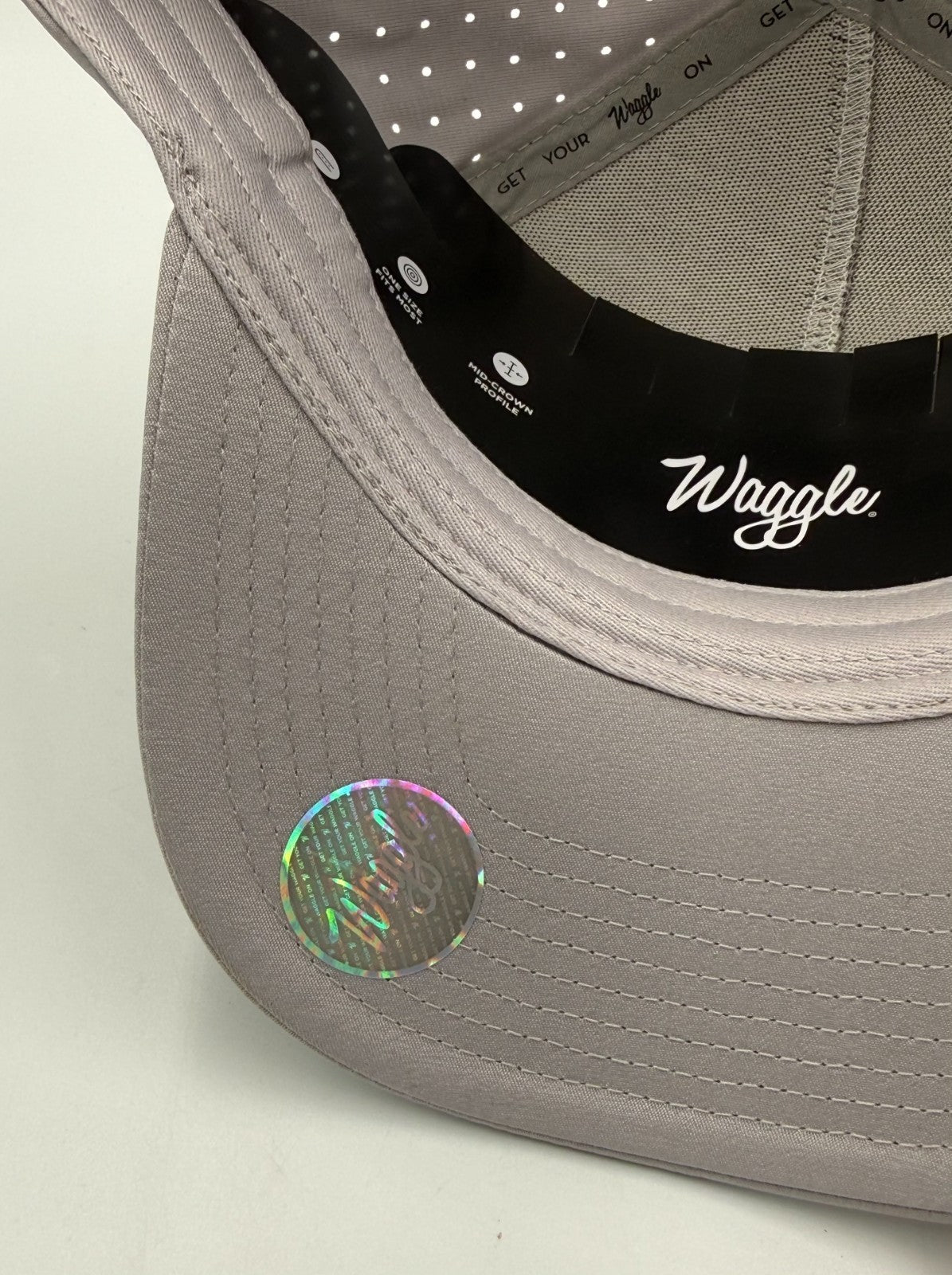 NWT Waggle Largemouth Bass Golf Hat Gray Adjustable Performance Snapback Cap
