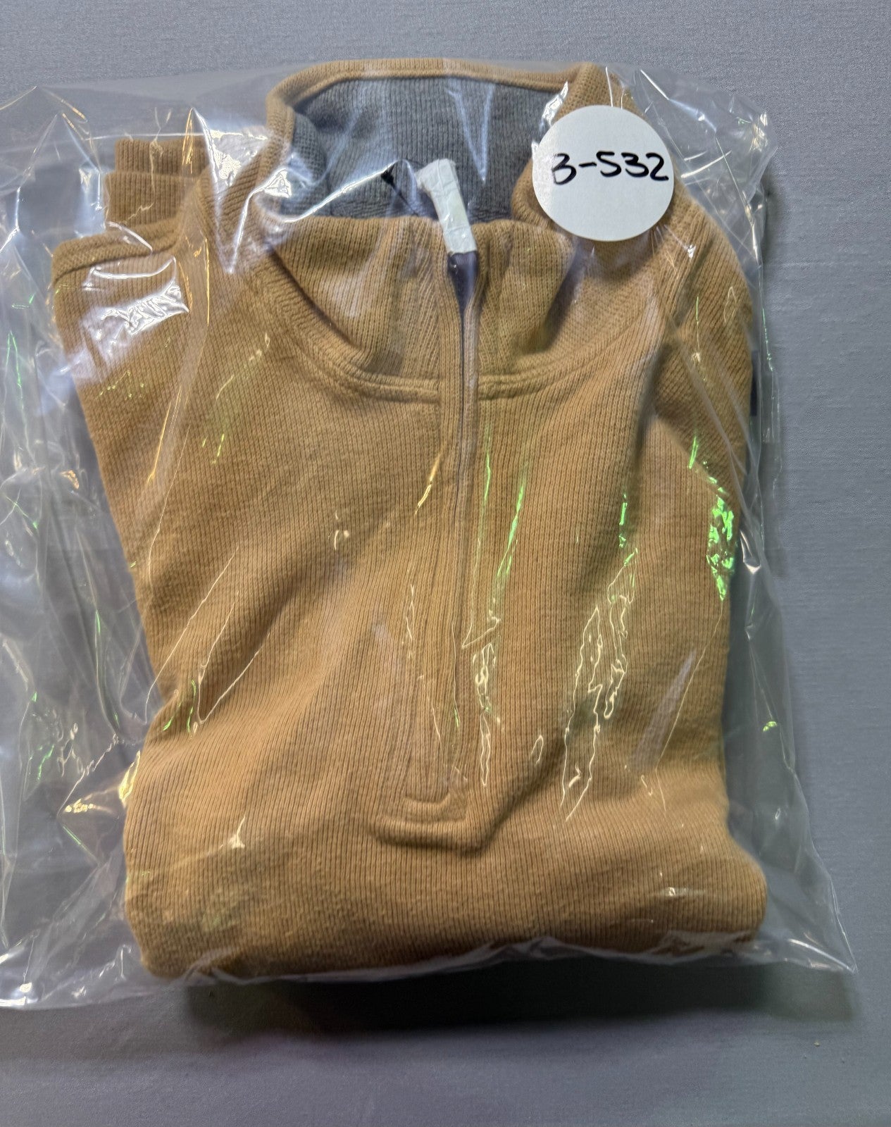 NWT Lands End 1/4 Zip Pullover Sweater Men's Small Beige Mock Neck Long Sleeve