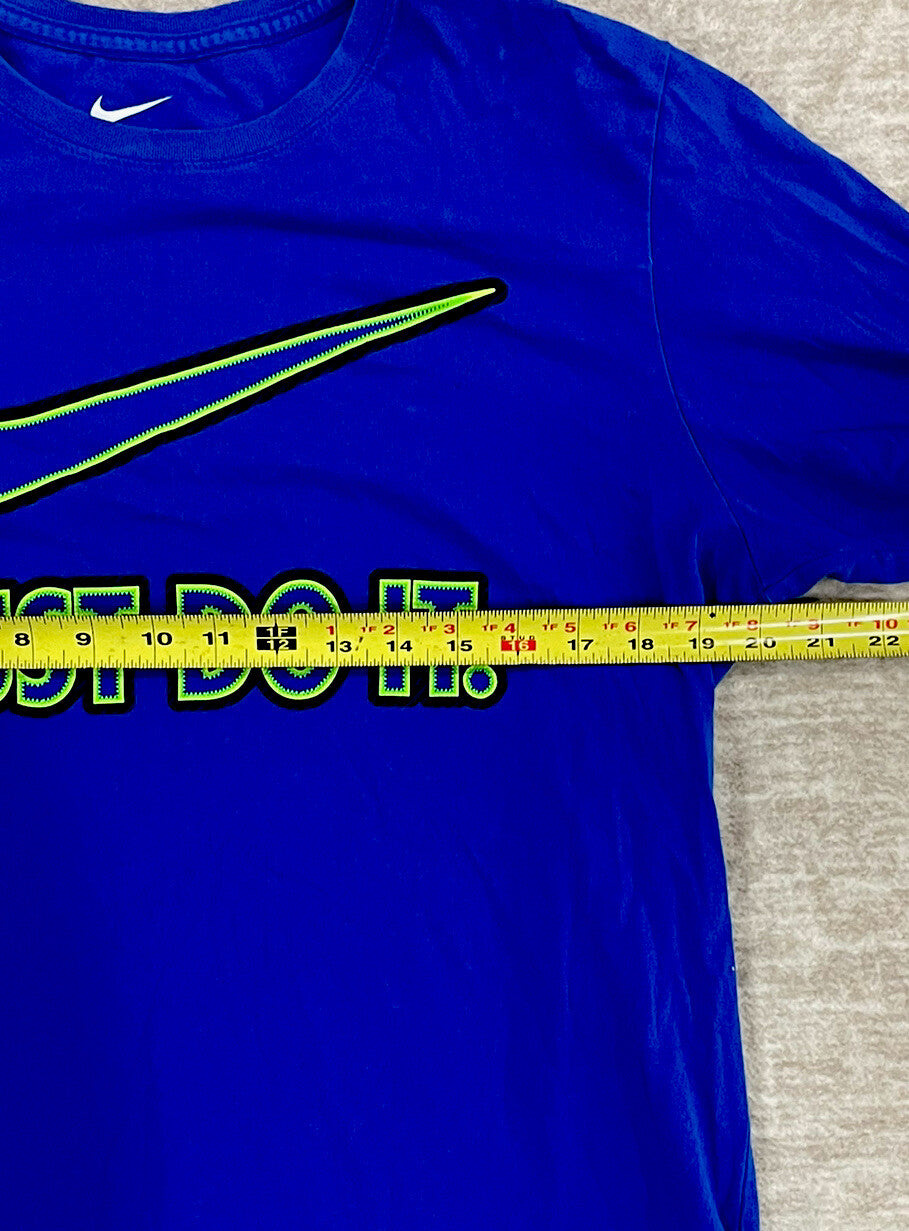 Nike Mens "Just Do It" Blue w/Green Checkmark Graphic T-shirt Size Large