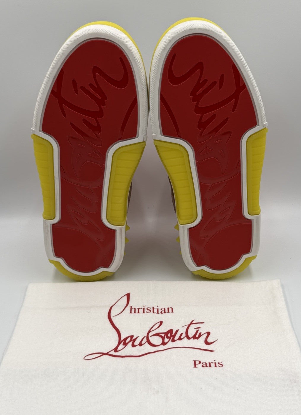 AUTHENTIC Christian Louboutin High Top Sneakers Red Sole Spikes Size 42 EU 9 US
