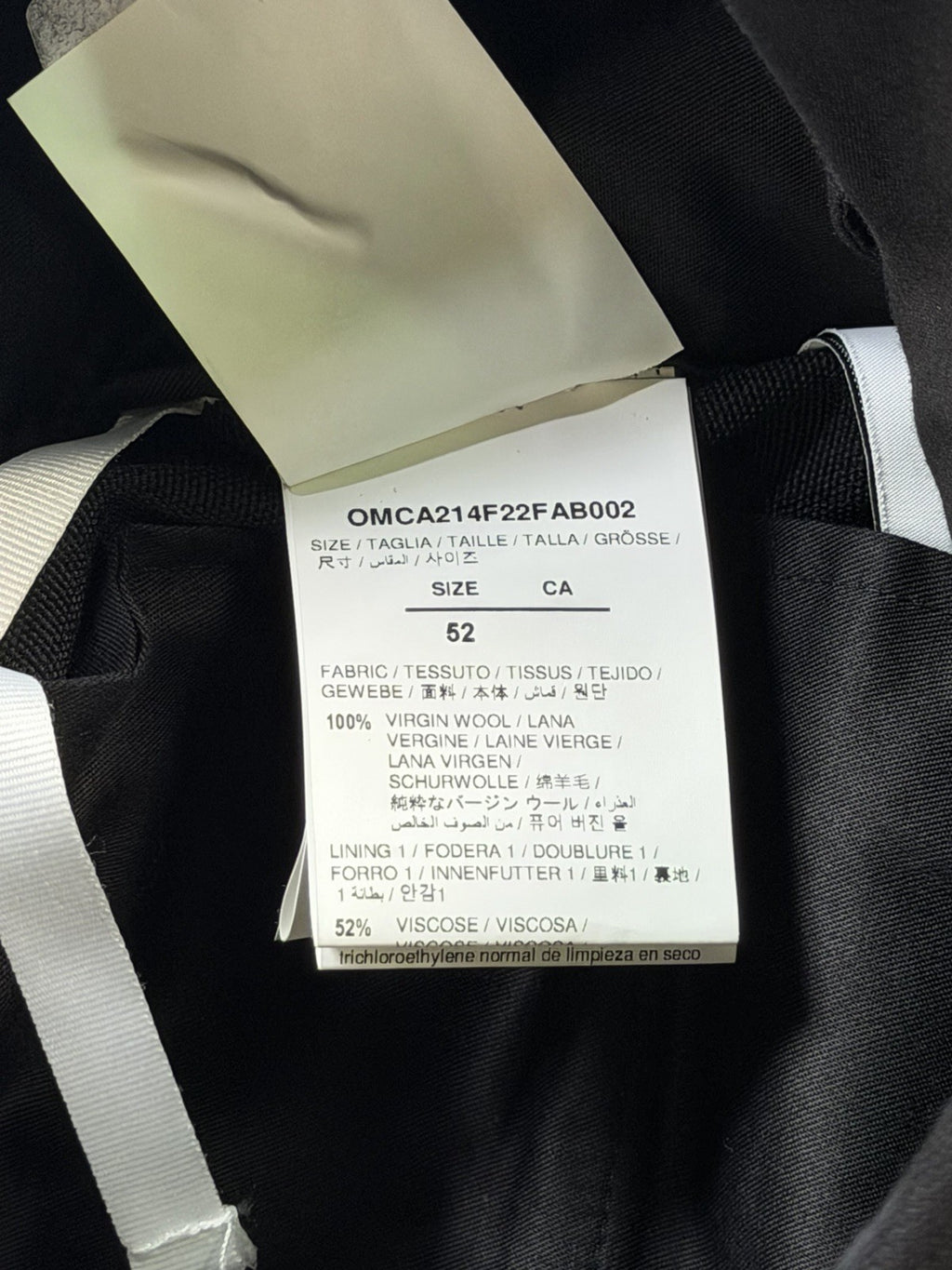 NEW Off-White Seasonal Pants Black Buckle Dry Wool Slim Men's Size 52   $1317.00