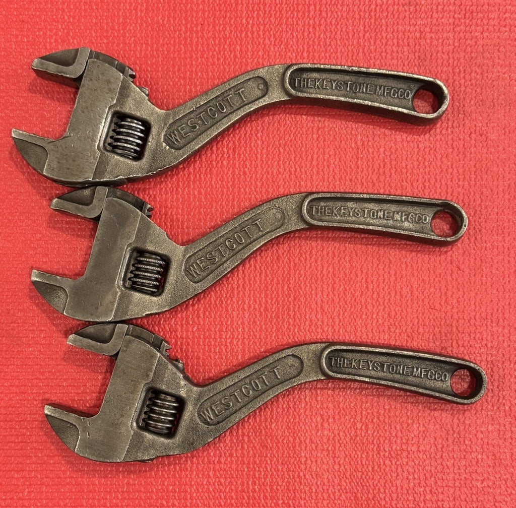 Westcott 10” No. 80 Adjustable Wrench Curved Handle Keystone MFG Buffalo 3pc Lot