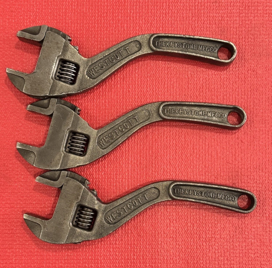 Westcott 10” No. 80 Adjustable Wrench Curved Handle Keystone MFG Buffalo 3pc Lot