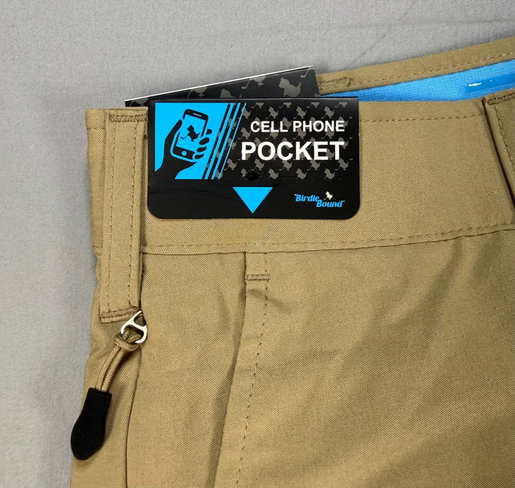 Birdie Bound Golf Chino Pants Men's 32x30 Khaki Flat Front Stretch Performance