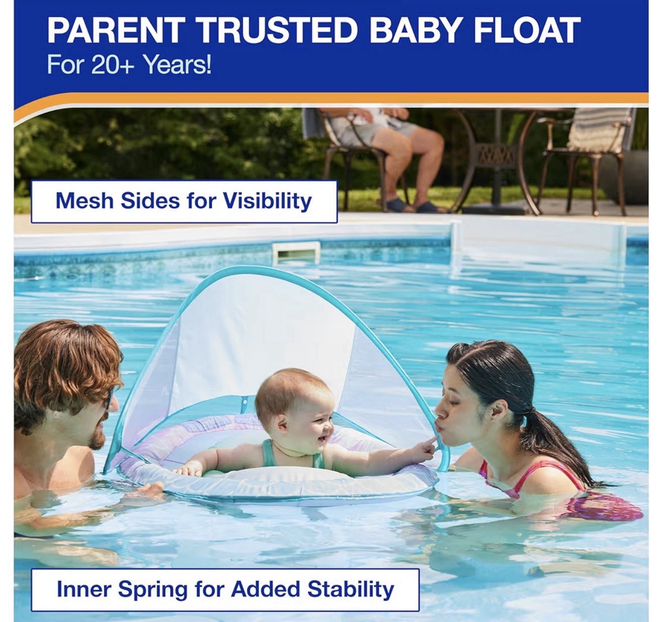 New SwimWays Baby Spring Float Sun Canopy Infant Toddler 9-24 Months Pool Float