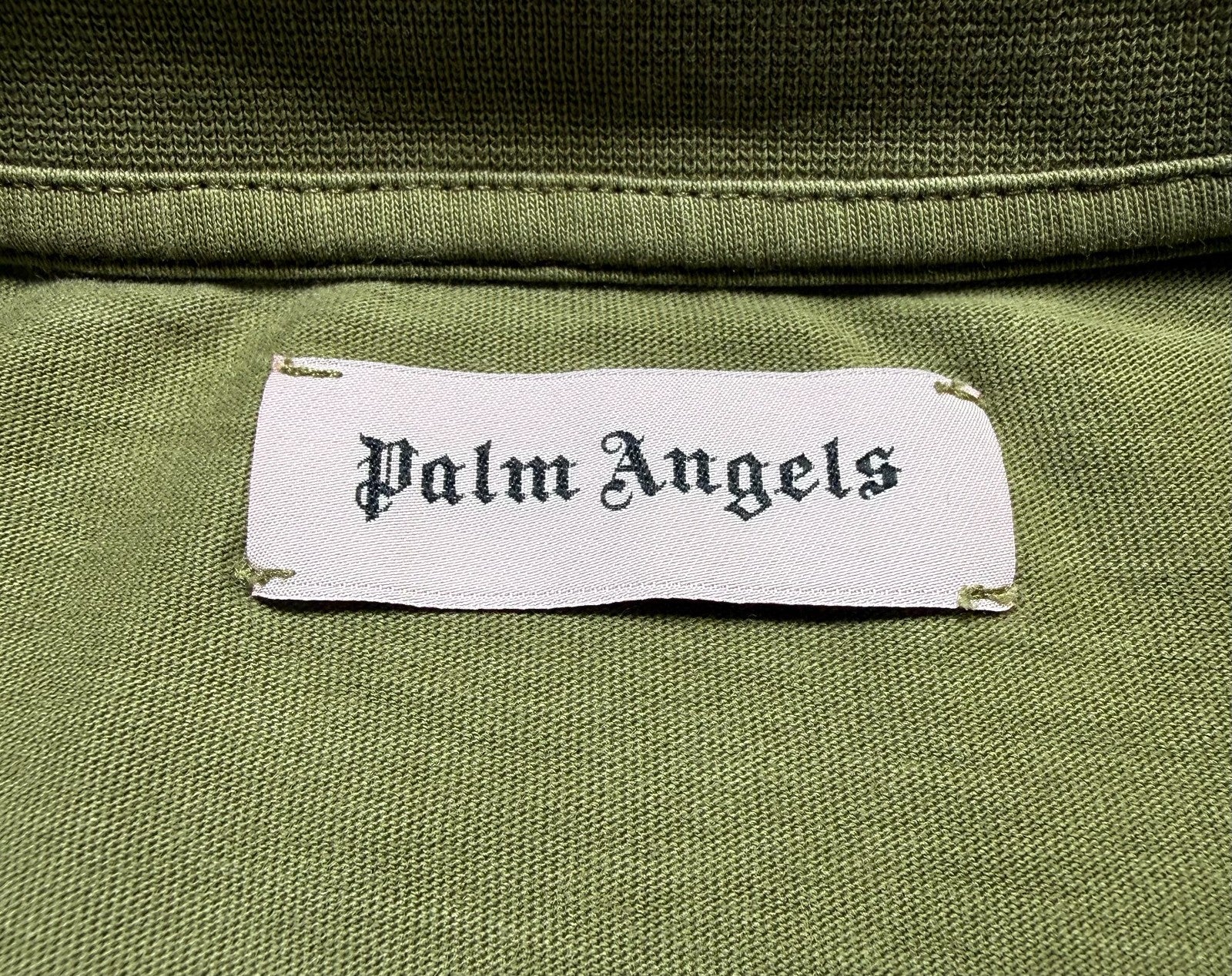 NWT Palm Angels T-Shirt Men's Large Olive Green Logo Short Sleeve Crew Neck
