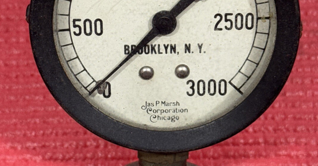 Vintage Jas P Marsh 3000 PSI Gauge GREER HYDRAULICS INC. BROOKLYN, N.Y. USA Rare