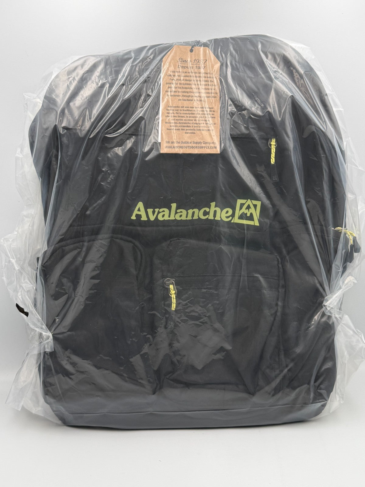 Avalanche Outdoor Supply Co Backpack Black Yellow Hiking Travel School Rucksack