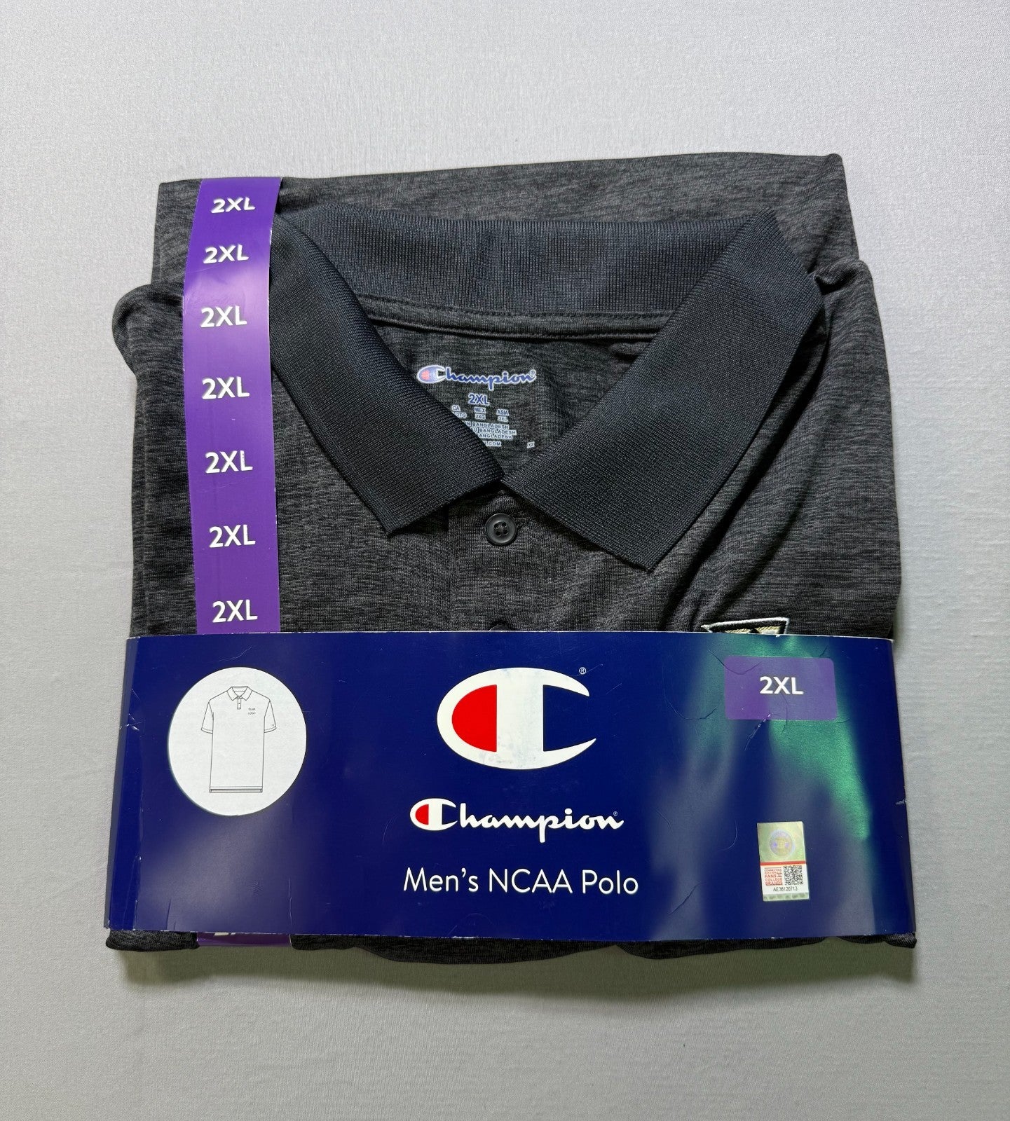 NWT Champion NCAA Polo Shirt Men's 2XL Black Short Sleeve UCF Knights